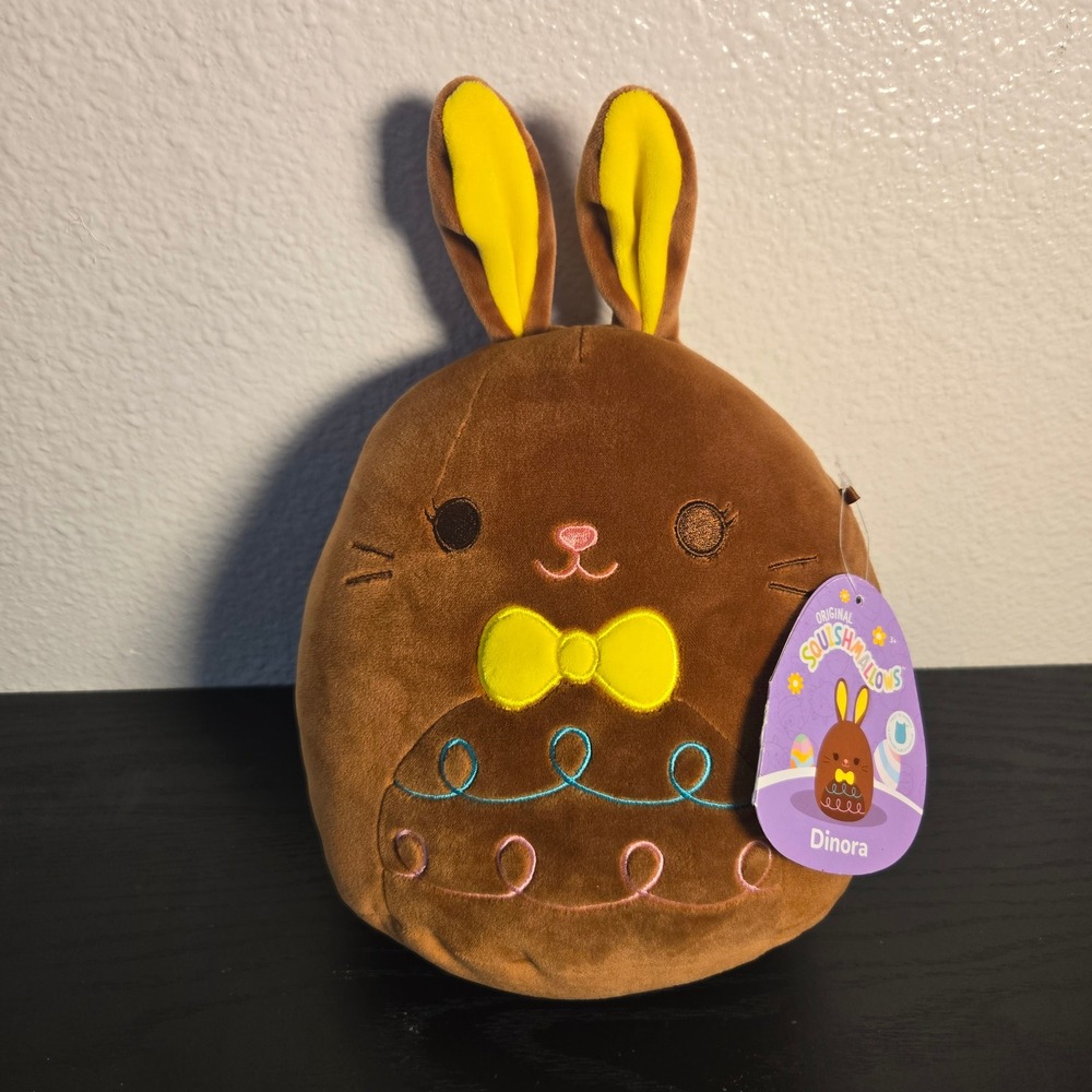 Squishmallows Plush Toy Unisex 8" Brown Dinora Chocolate Easter Bunny NWT